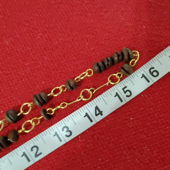 Coffee espresso beans design goldtone necklace unique! - Picture 7 of 8